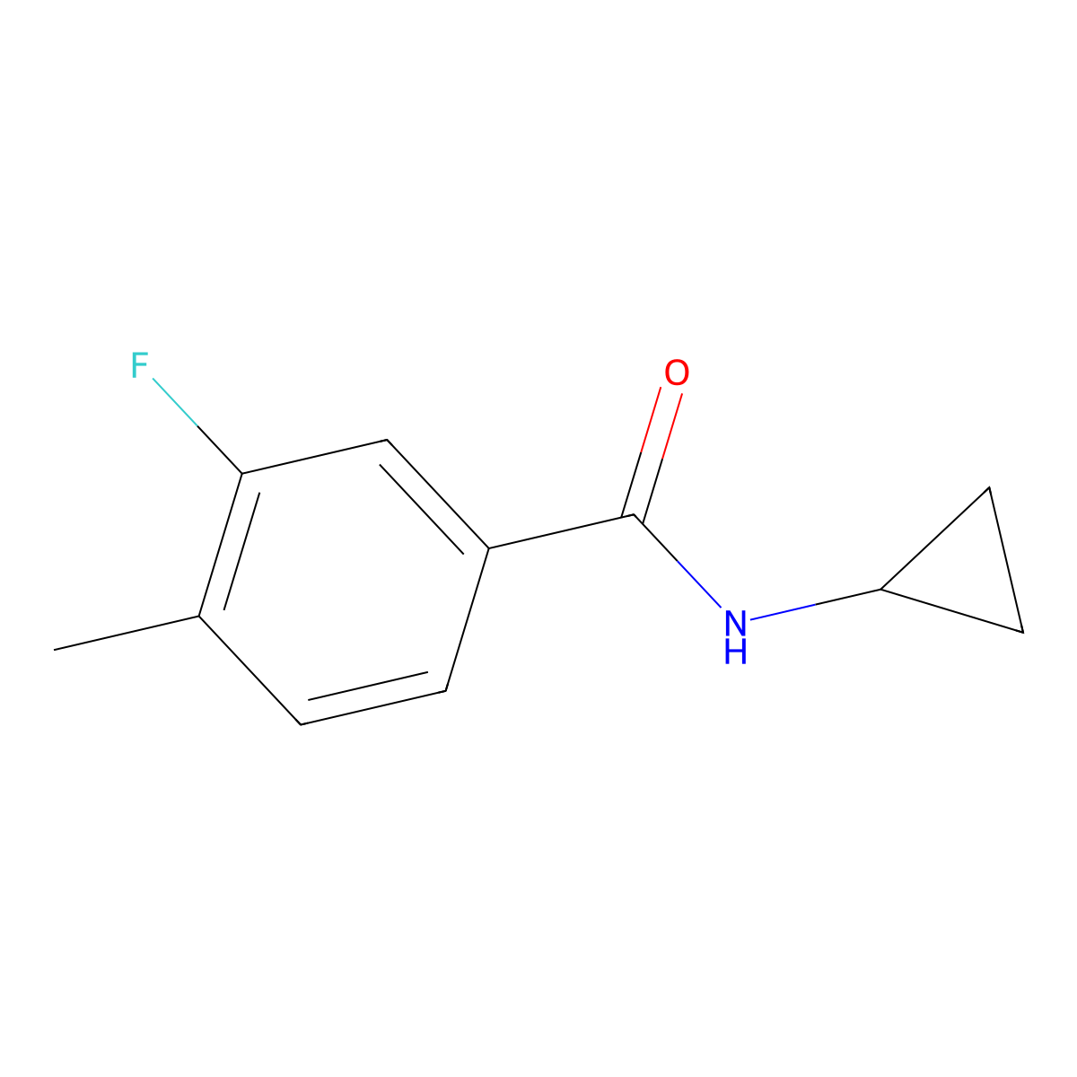 N-cyclopropyl-3-fluoro-4-methylbenzamide molecular structure, CAS 1090936-90-5