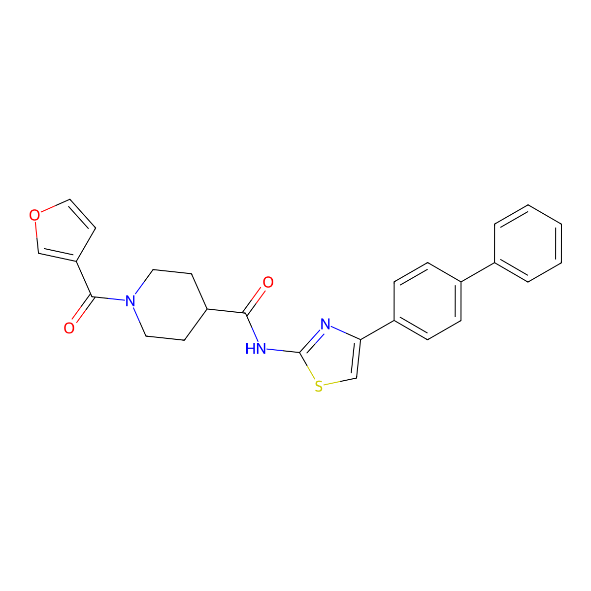 N-(4-{[1,1'-biphenyl]-4-yl}-1,3-thiazol-2-yl)-1-(furan-3-carbonyl)piperidine-4-carboxamide molecular structure, CAS 1090940-56-9