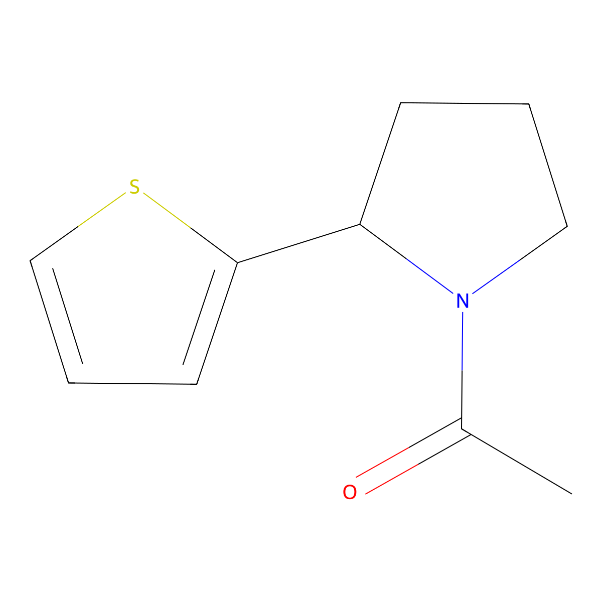 1-(2-(Thiophen-2-yl)pyrrolidin-1-yl)ethanone molecular structure, CAS 1090985-98-0