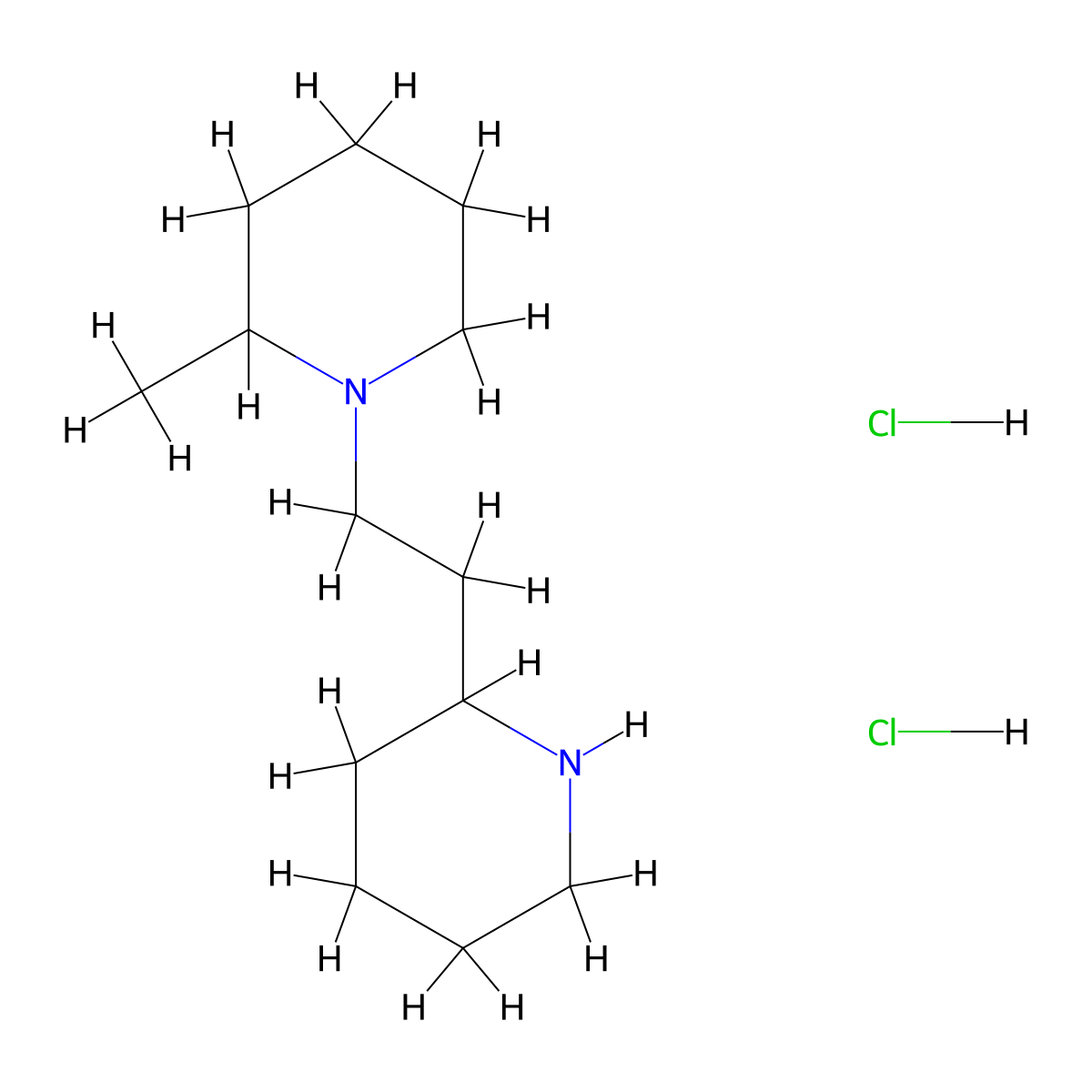 2-Methyl-1-[2-(2-piperidinyl)ethyl]piperidine dihydrochloride molecular structure, CAS 109100-18-7