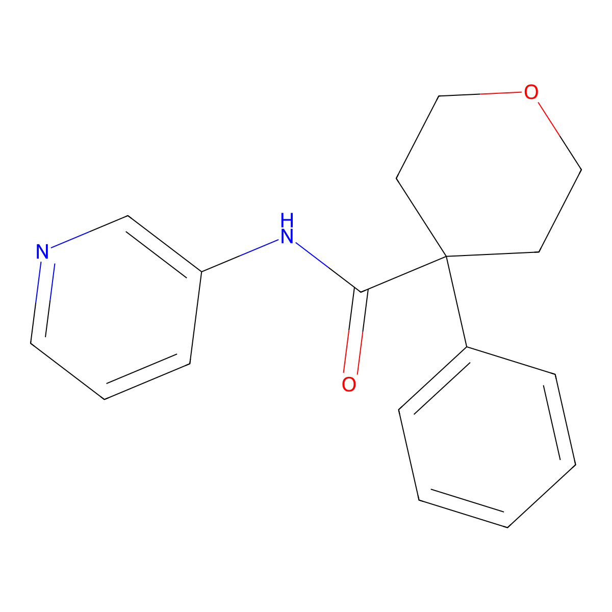 4-phenyl-N-pyridin-3-yloxane-4-carboxamide molecular structure, CAS 1091003-57-4