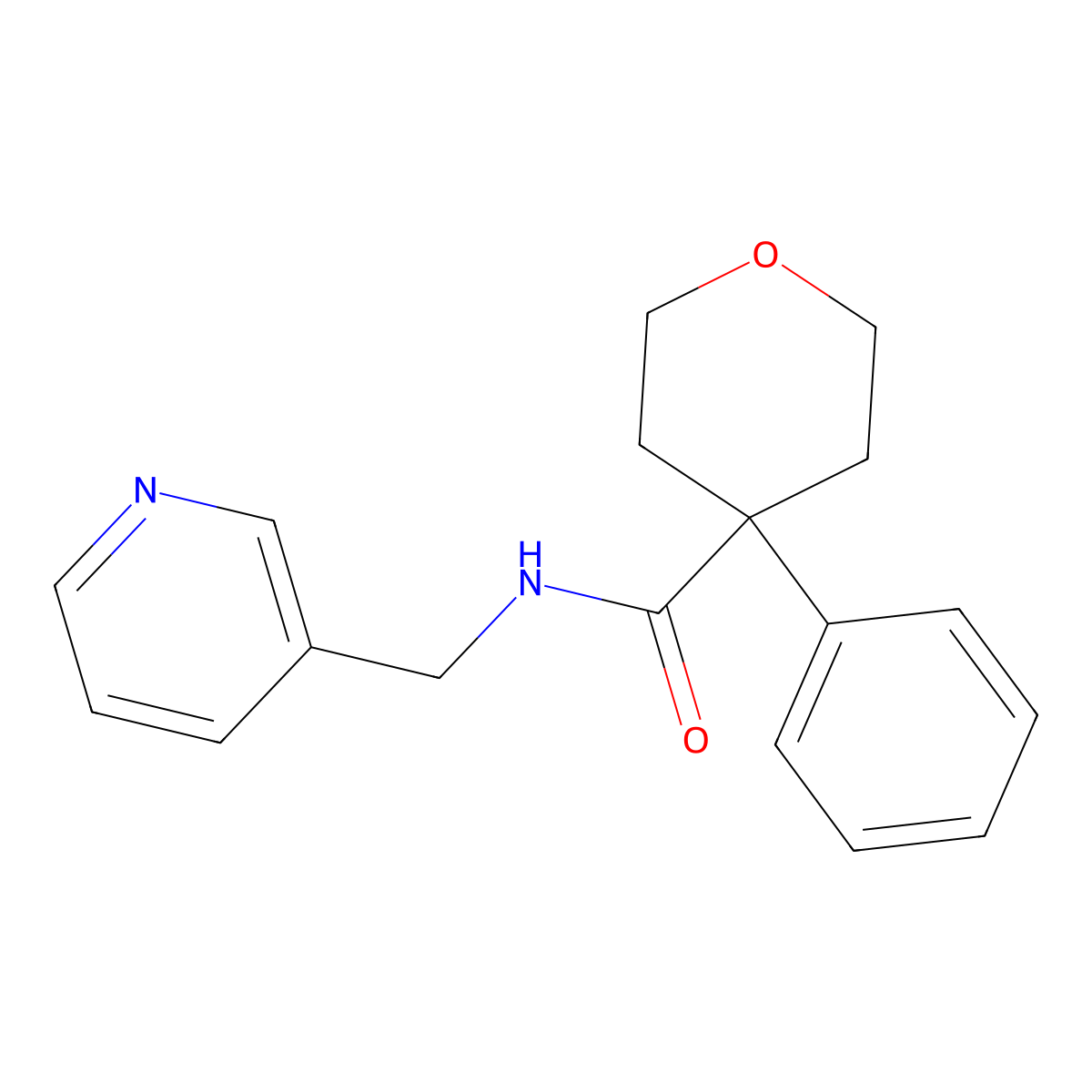 4-phenyl-N-(pyridin-3-ylmethyl)tetrahydro-2H-pyran-4-carboxamide molecular structure, CAS 1091003-97-2
