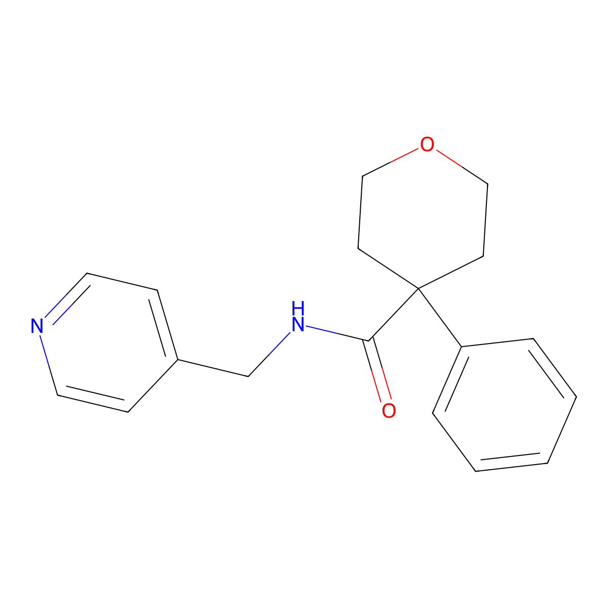 4-phenyl-N-(pyridin-4-ylmethyl)tetrahydro-2H-pyran-4-carboxamide molecular structure, CAS 1091004-02-2
