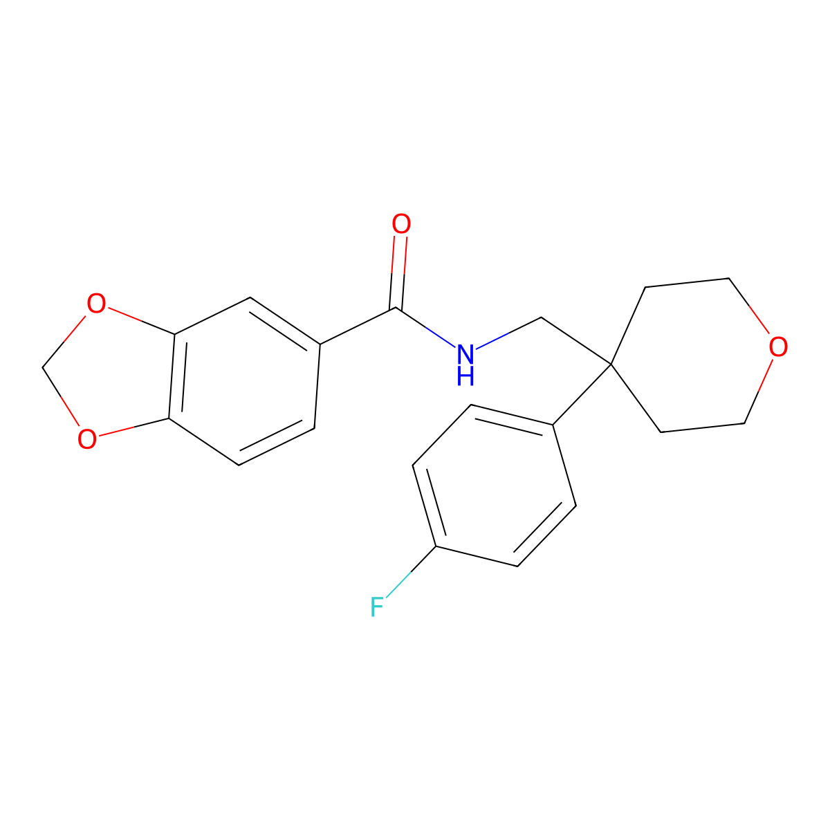 N-{[4-(4-fluorophenyl)oxan-4-yl]methyl}-2H-1,3-benzodioxole-5-carboxamide molecular structure, CAS 1091004-60-2