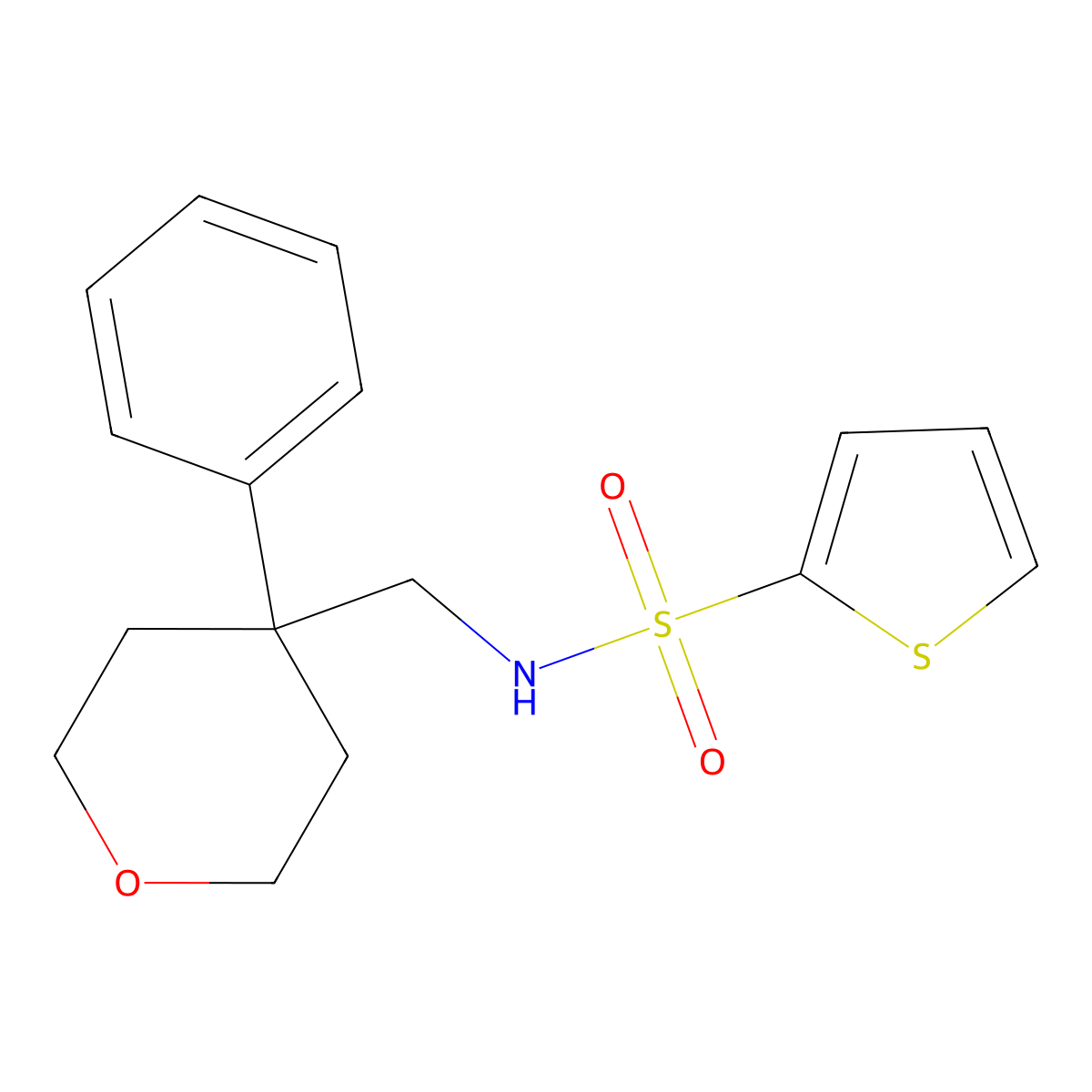 N-[(4-phenyloxan-4-yl)methyl]thiophene-2-sulfonamide molecular structure, CAS 1091005-08-1