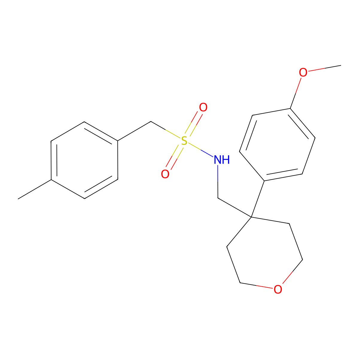 N-{[4-(4-Methoxyphenyl)oxan-4-YL]methyl}-1-(4-methylphenyl)methanesulfonamide molecular structure, CAS 1091007-96-3