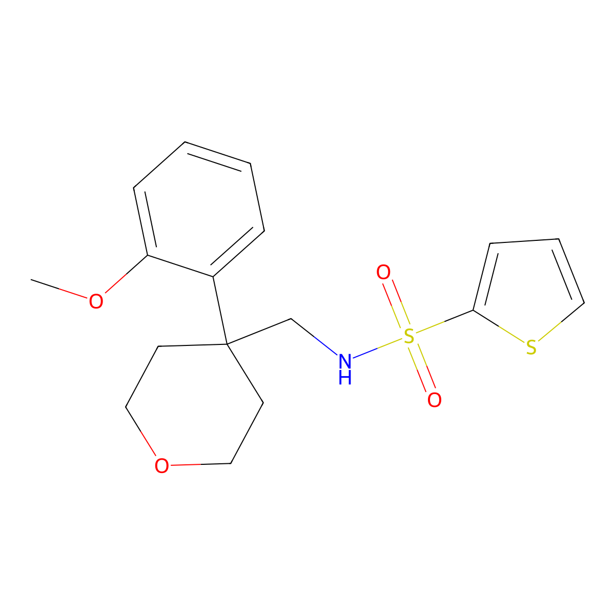 N-{[4-(2-methoxyphenyl)oxan-4-yl]methyl}thiophene-2-sulfonamide molecular structure, CAS 1091009-80-1