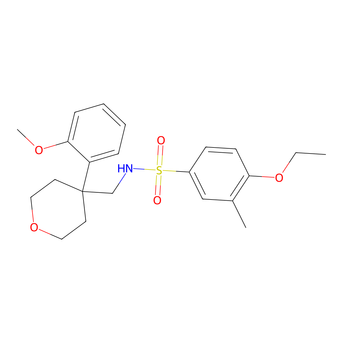 4-ethoxy-N-((4-(2-methoxyphenyl)tetrahydro-2H-pyran-4-yl)methyl)-3-methylbenzenesulfonamide molecular structure, CAS 1091011-80-1