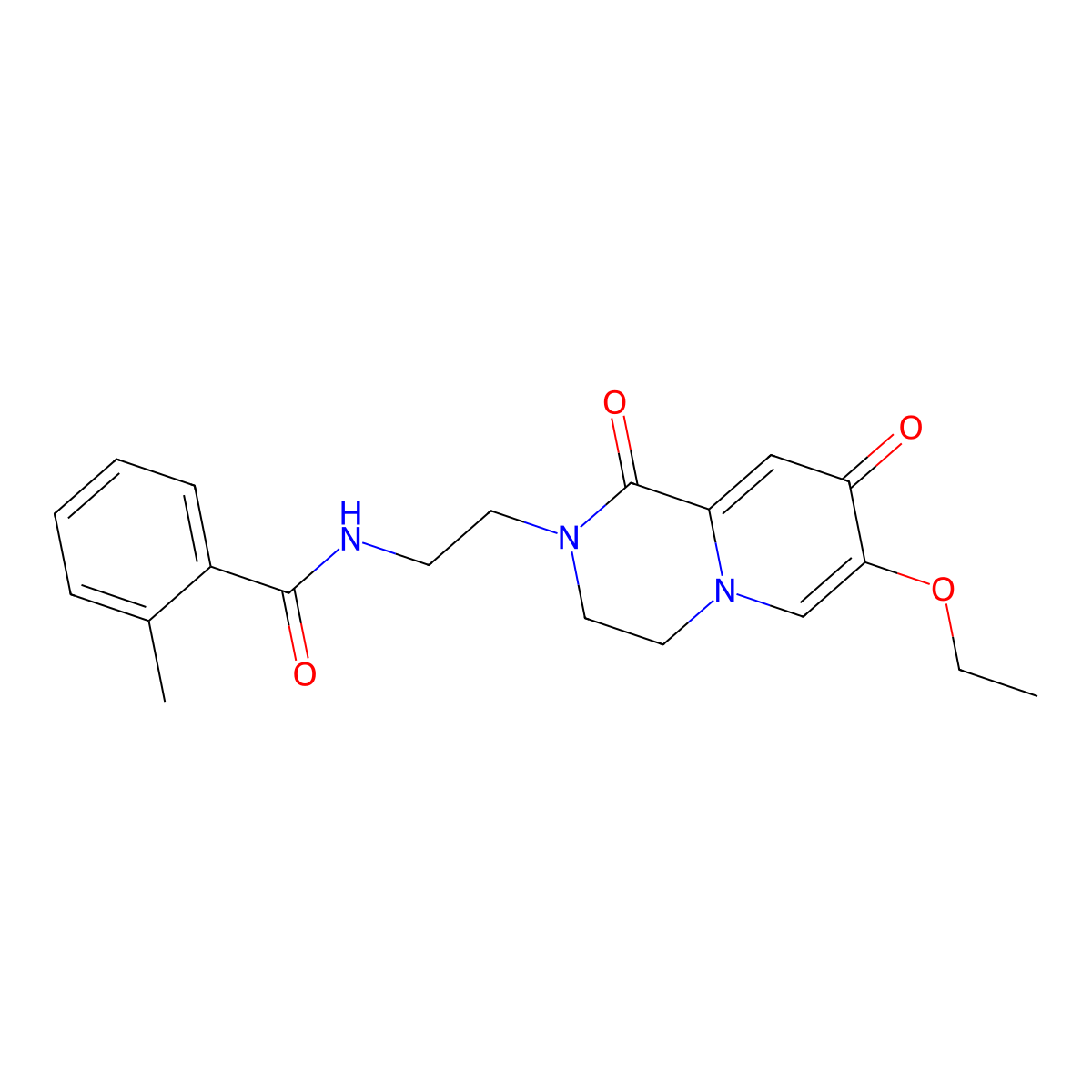N-(2-{7-ethoxy-1,8-dioxo-1H,2H,3H,4H,8H-pyrido[1,2-a]pyrazin-2-yl}ethyl)-2-methylbenzamide molecular structure, CAS 1091013-72-7