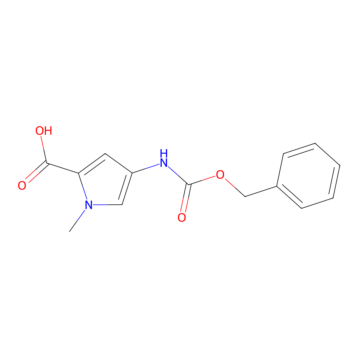 4-{[(benzyloxy)carbonyl]amino}-1-methyl-1H-pyrrole-2-carboxylic acid molecular structure, CAS 109102-66-1
