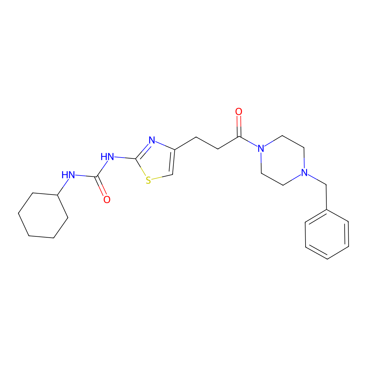3-{4-[3-(4-Benzylpiperazin-1-yl)-3-oxopropyl]-1,3-thiazol-2-yl}-1-cyclohexylurea molecular structure, CAS 1091020-17-5