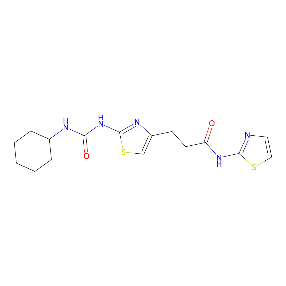 3-(2-(3-cyclohexylureido)thiazol-4-yl)-N-(thiazol-2-yl)propanamide molecular structure, CAS 1091020-65-3