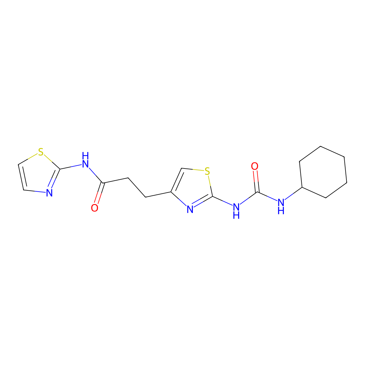3-(2-(3-cyclohexylureido)thiazol-4-yl)-N-(thiazol-2-yl)propanamide molecular structure, CAS 1091020-65-3