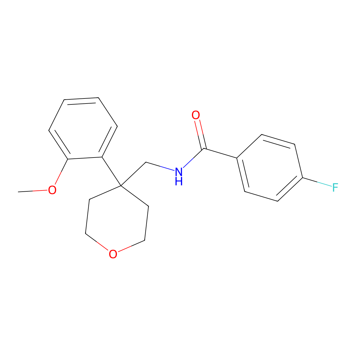 4-fluoro-N-{[4-(2-methoxyphenyl)oxan-4-yl]methyl}benzamide molecular structure, CAS 1091020-71-1