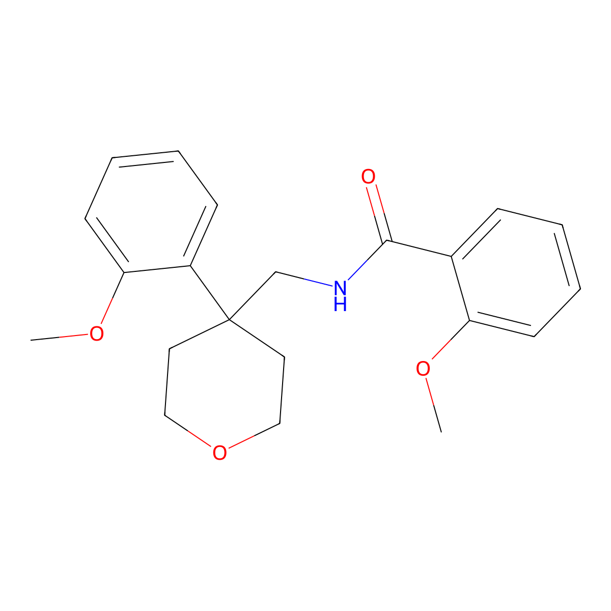 2-methoxy-N-{[4-(2-methoxyphenyl)oxan-4-yl]methyl}benzamide molecular structure, CAS 1091021-11-2