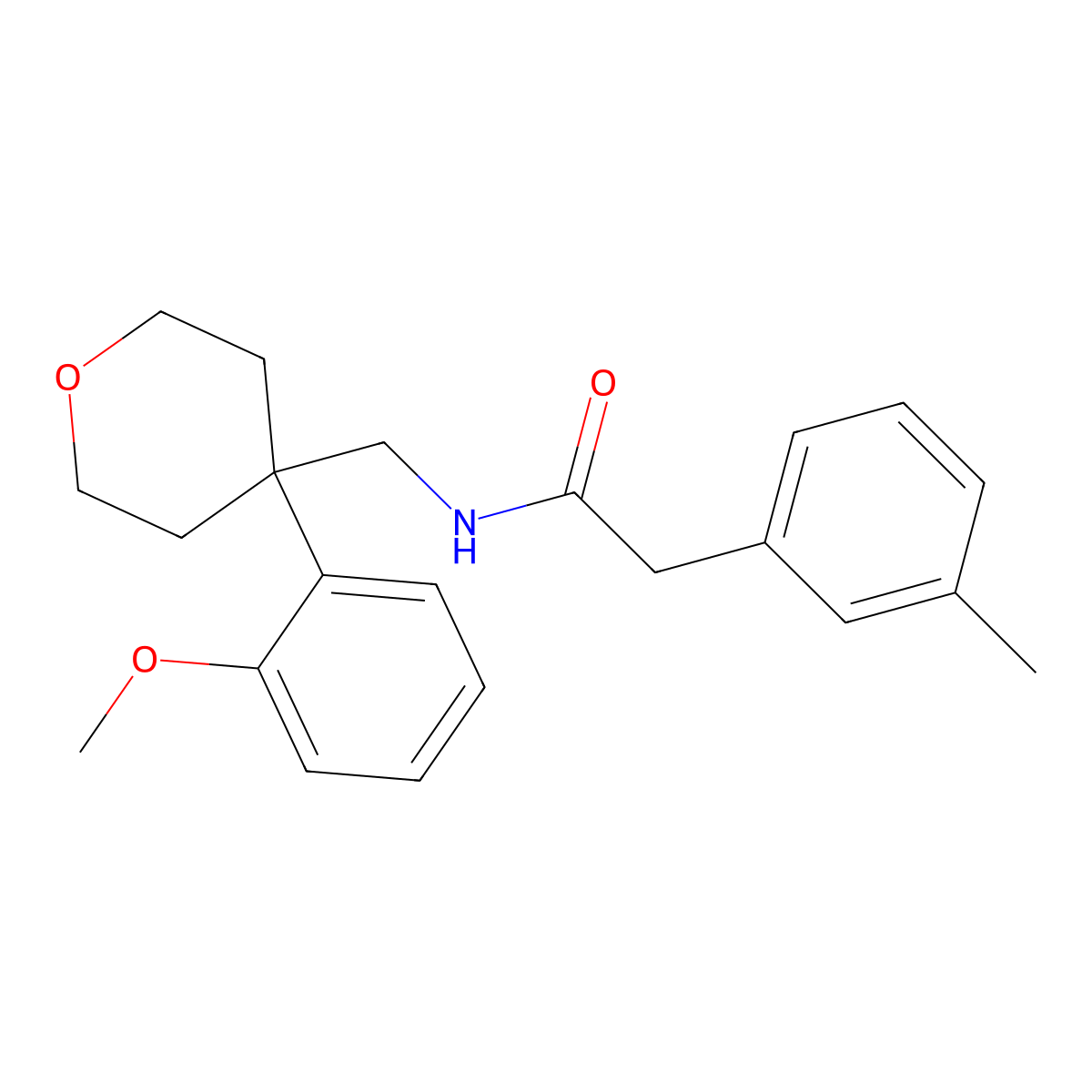 N-{[4-(2-methoxyphenyl)oxan-4-yl]methyl}-2-(3-methylphenyl)acetamide molecular structure, CAS 1091021-35-0