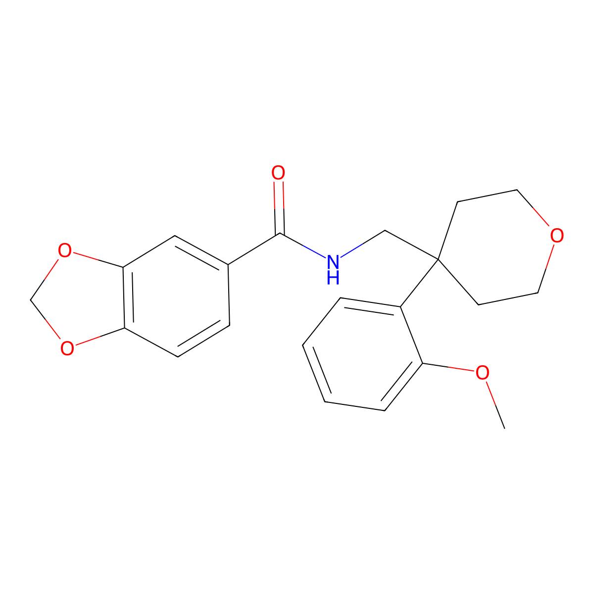 N-{[4-(2-methoxyphenyl)oxan-4-yl]methyl}-2H-1,3-benzodioxole-5-carboxamide molecular structure, CAS 1091021-67-8