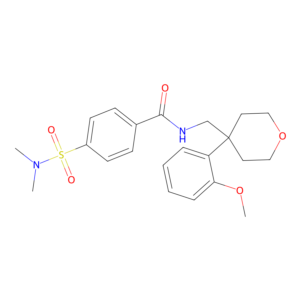 4-(dimethylsulfamoyl)-N-{[4-(2-methoxyphenyl)oxan-4-yl]methyl}benzamide molecular structure, CAS 1091021-83-8