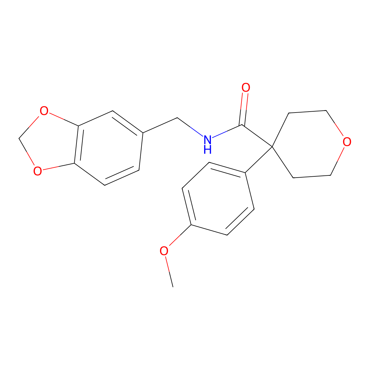 N-[(2H-1,3-benzodioxol-5-yl)methyl]-4-(4-methoxyphenyl)oxane-4-carboxamide molecular structure, CAS 1091028-01-1