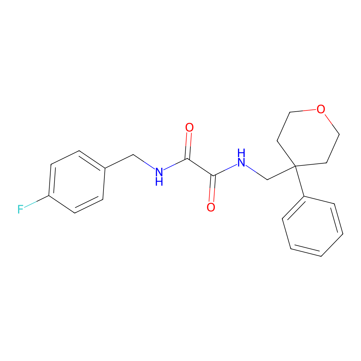 N'-[(4-fluorophenyl)methyl]-N-[(4-phenyloxan-4-yl)methyl]ethanediamide molecular structure, CAS 1091035-61-8