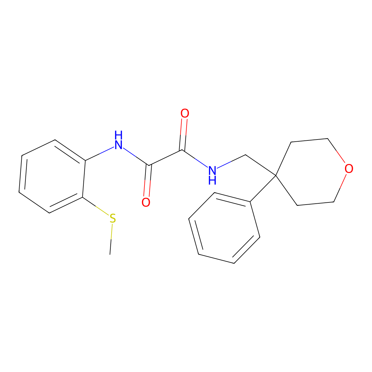 N1-(2-(methylthio)phenyl)-N2-((4-phenyltetrahydro-2H-pyran-4-yl)methyl)oxalamide molecular structure, CAS 1091035-67-4
