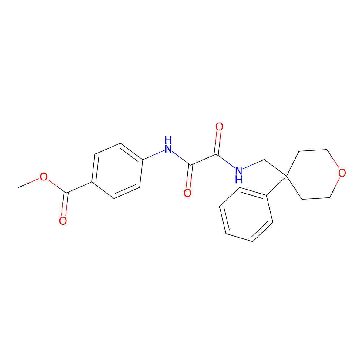 Methyl 4-({[(4-phenyloxan-4-yl)methyl]carbamoyl}formamido)benzoate molecular structure, CAS 1091035-77-6