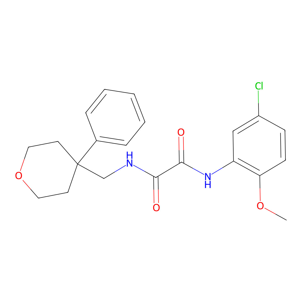 N-(5-chloro-2-methoxyphenyl)-N'-[(4-phenyloxan-4-yl)methyl]ethanediamide molecular structure, CAS 1091035-87-8