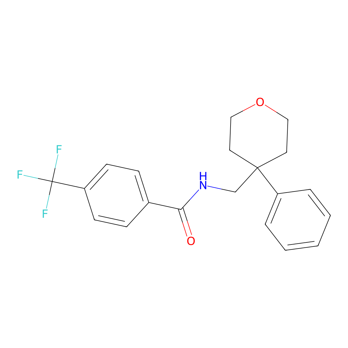 N-[(4-phenyloxan-4-yl)methyl]-4-(trifluoromethyl)benzamide molecular structure, CAS 1091041-72-3