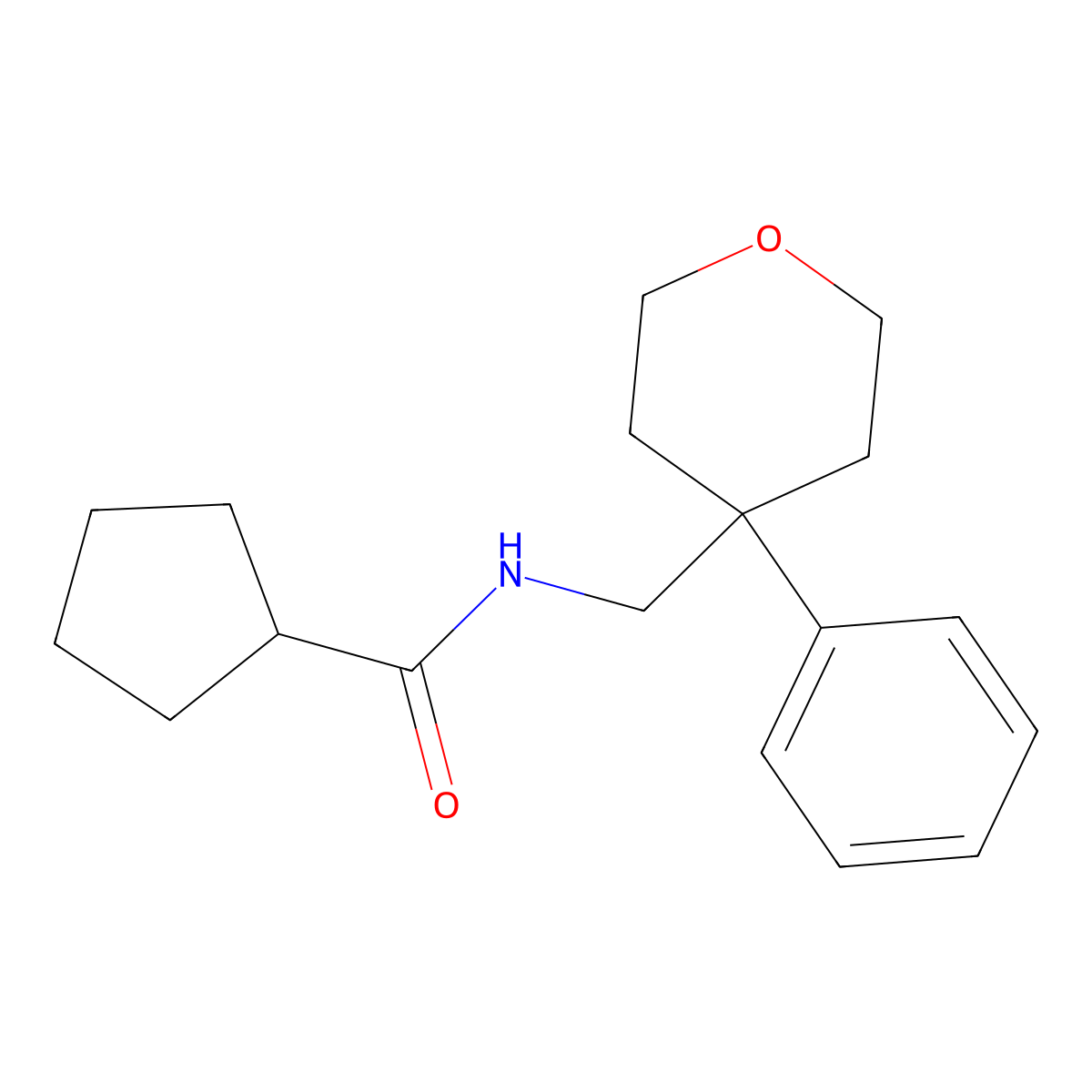 N-[(4-phenyloxan-4-yl)methyl]cyclopentanecarboxamide molecular structure, CAS 1091041-80-3
