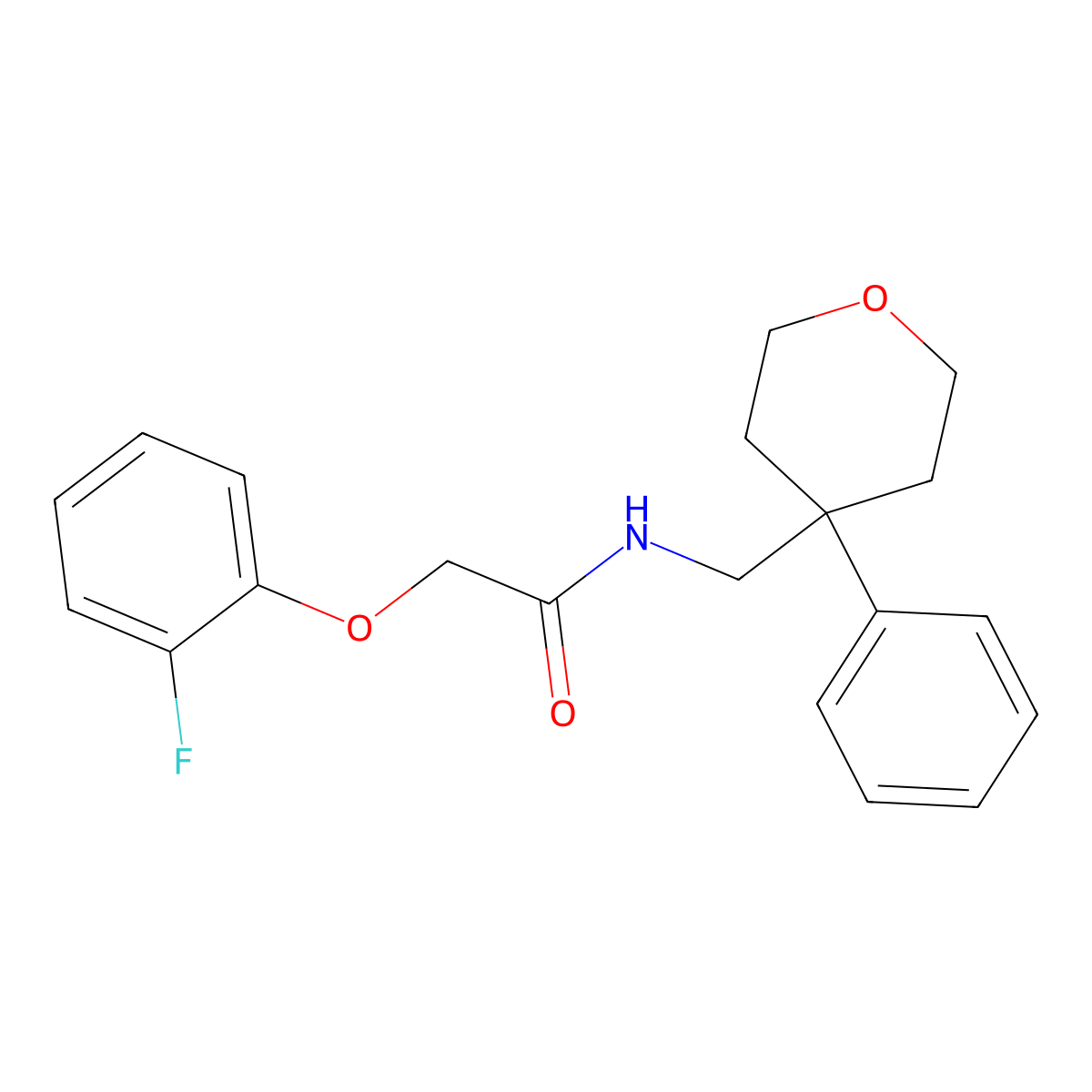 2-(2-fluorophenoxy)-N-[(4-phenyloxan-4-yl)methyl]acetamide molecular structure, CAS 1091042-60-2