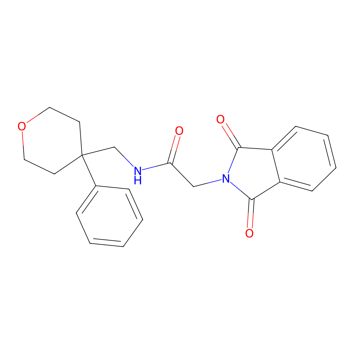 2-(1,3-dioxo-2,3-dihydro-1H-isoindol-2-yl)-N-[(4-phenyloxan-4-yl)methyl]acetamide molecular structure, CAS 1091042-68-0