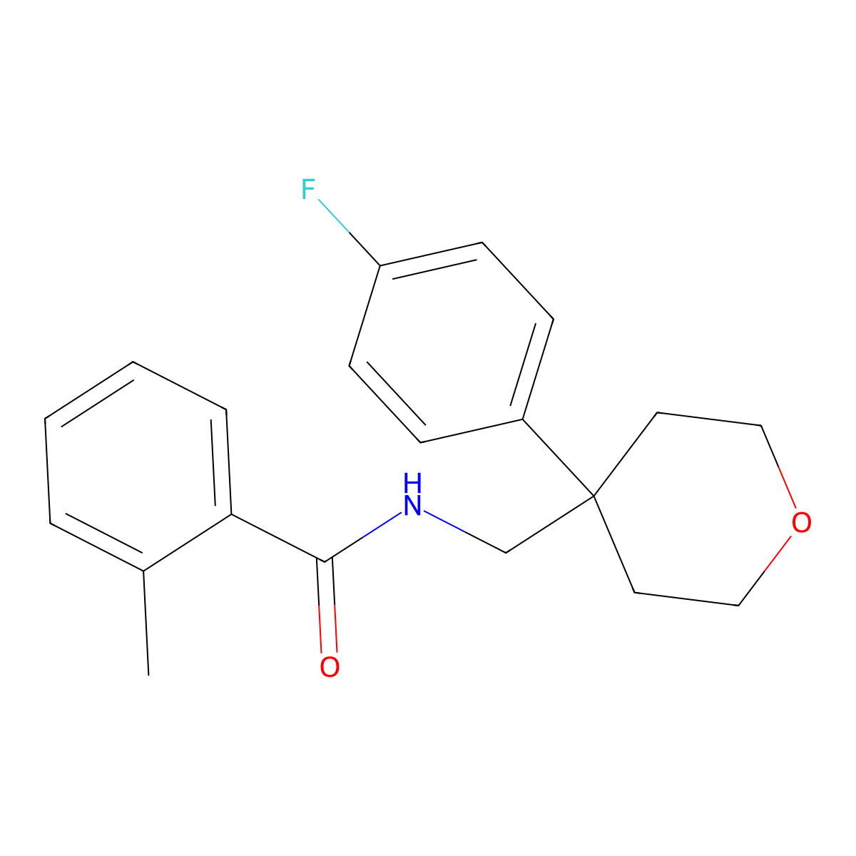 N-{[4-(4-fluorophenyl)oxan-4-yl]methyl}-2-methylbenzamide molecular structure, CAS 1091047-42-5