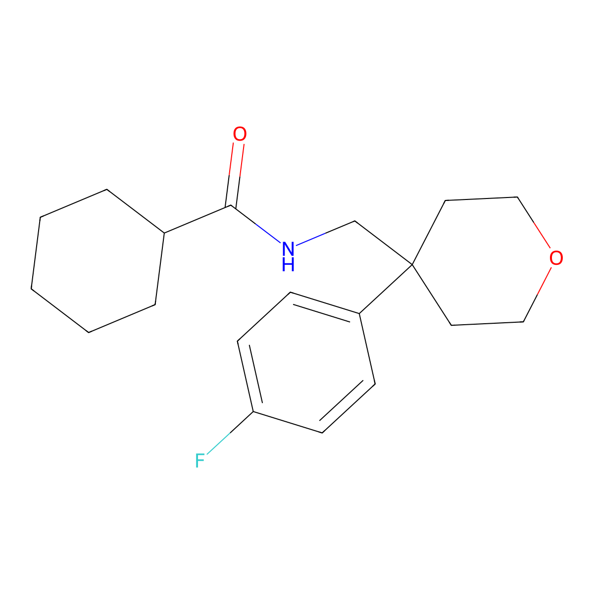 N-{[4-(4-fluorophenyl)oxan-4-yl]methyl}cyclohexanecarboxamide molecular structure, CAS 1091048-06-4