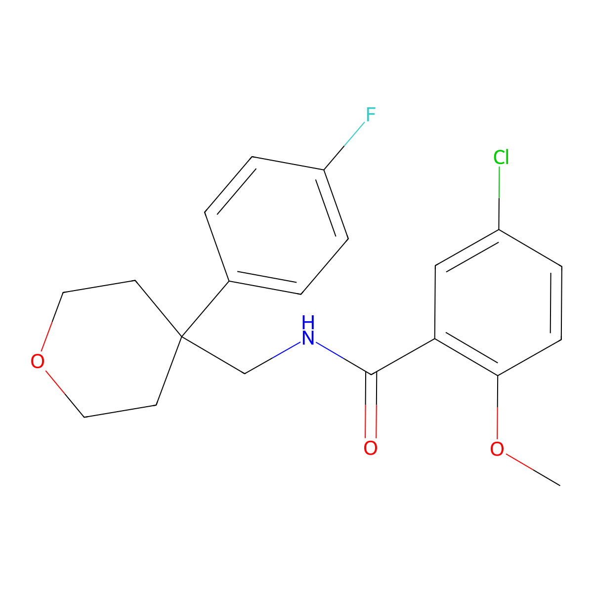 5-chloro-N-{[4-(4-fluorophenyl)oxan-4-yl]methyl}-2-methoxybenzamide molecular structure, CAS 1091048-22-4