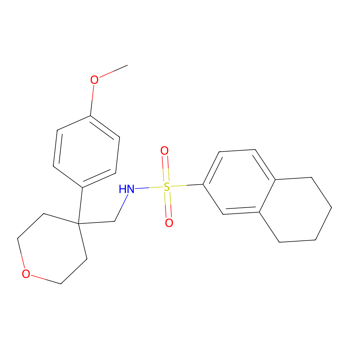 N-((4-(4-methoxyphenyl)tetrahydro-2H-pyran-4-yl)methyl)-5,6,7,8-tetrahydronaphthalene-2-sulfonamide molecular structure, CAS 1091052-14-0