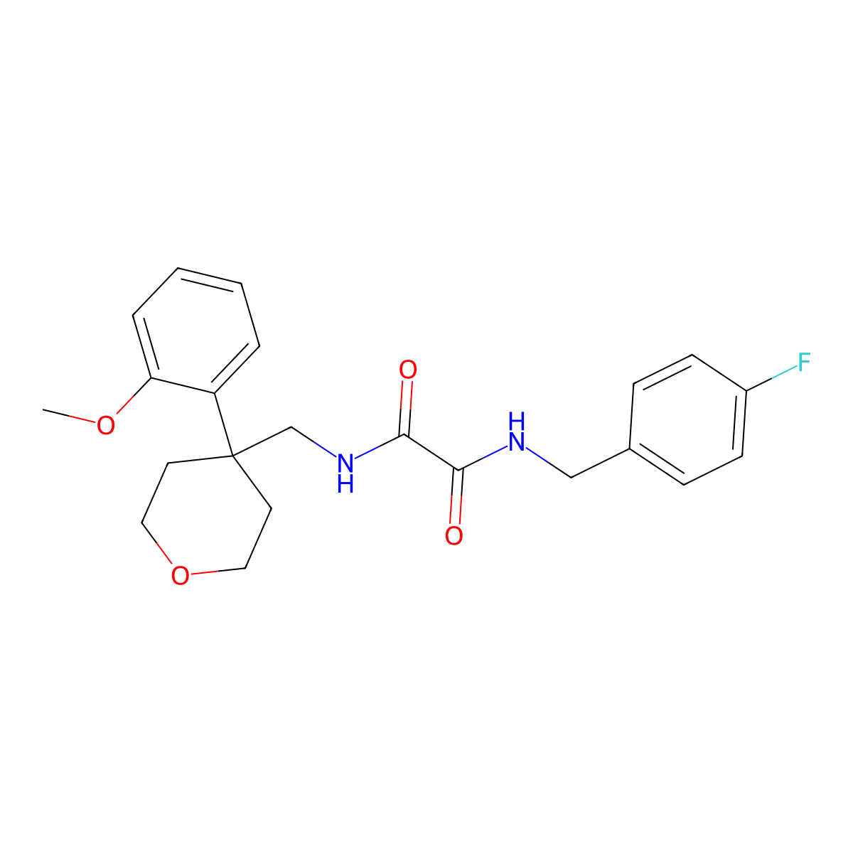 N'-[(4-fluorophenyl)methyl]-N-{[4-(2-methoxyphenyl)oxan-4-yl]methyl}ethanediamide molecular structure, CAS 1091057-98-5