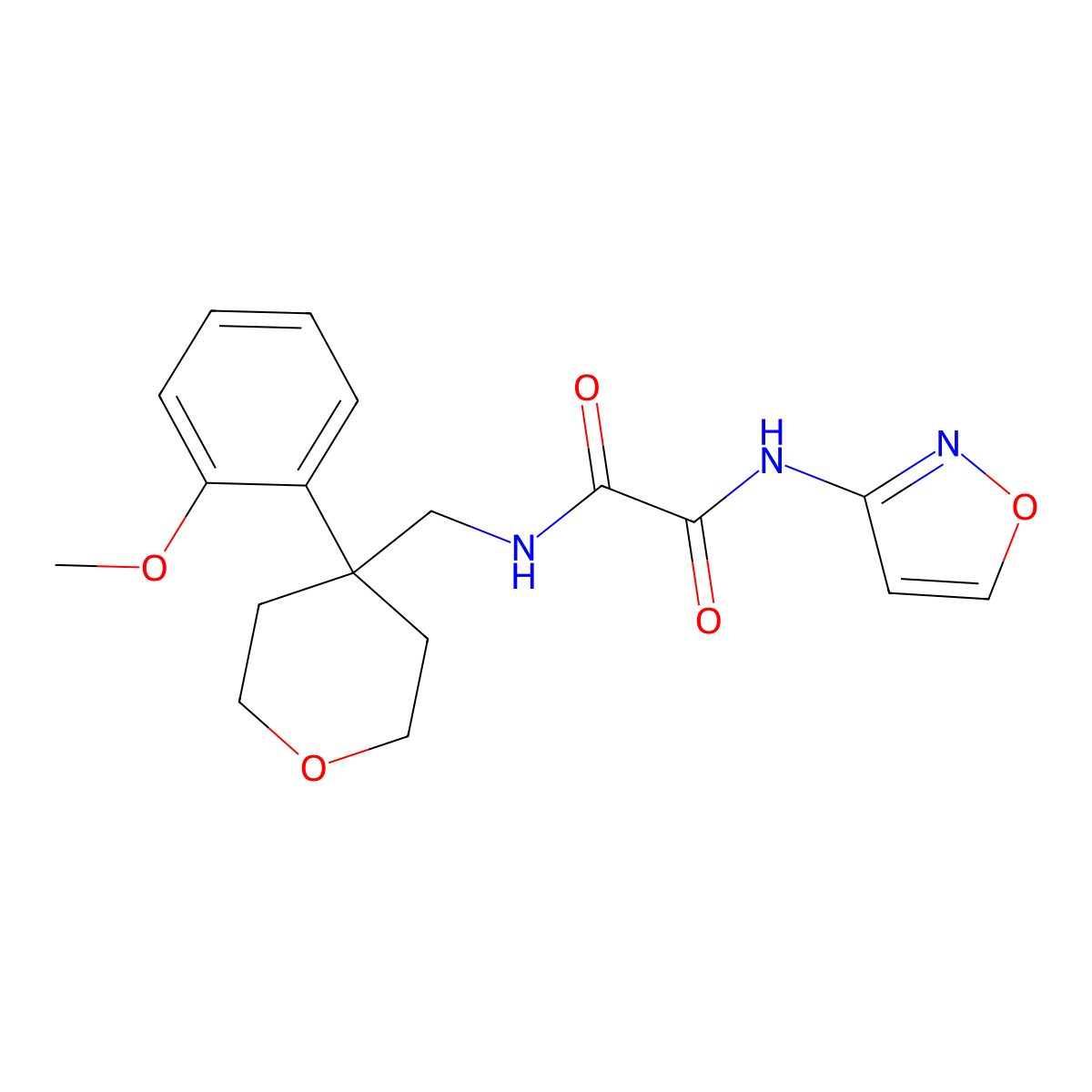 N'-{[4-(2-methoxyphenyl)oxan-4-yl]methyl}-N-(1,2-oxazol-3-yl)ethanediamide molecular structure, CAS 1091058-06-8