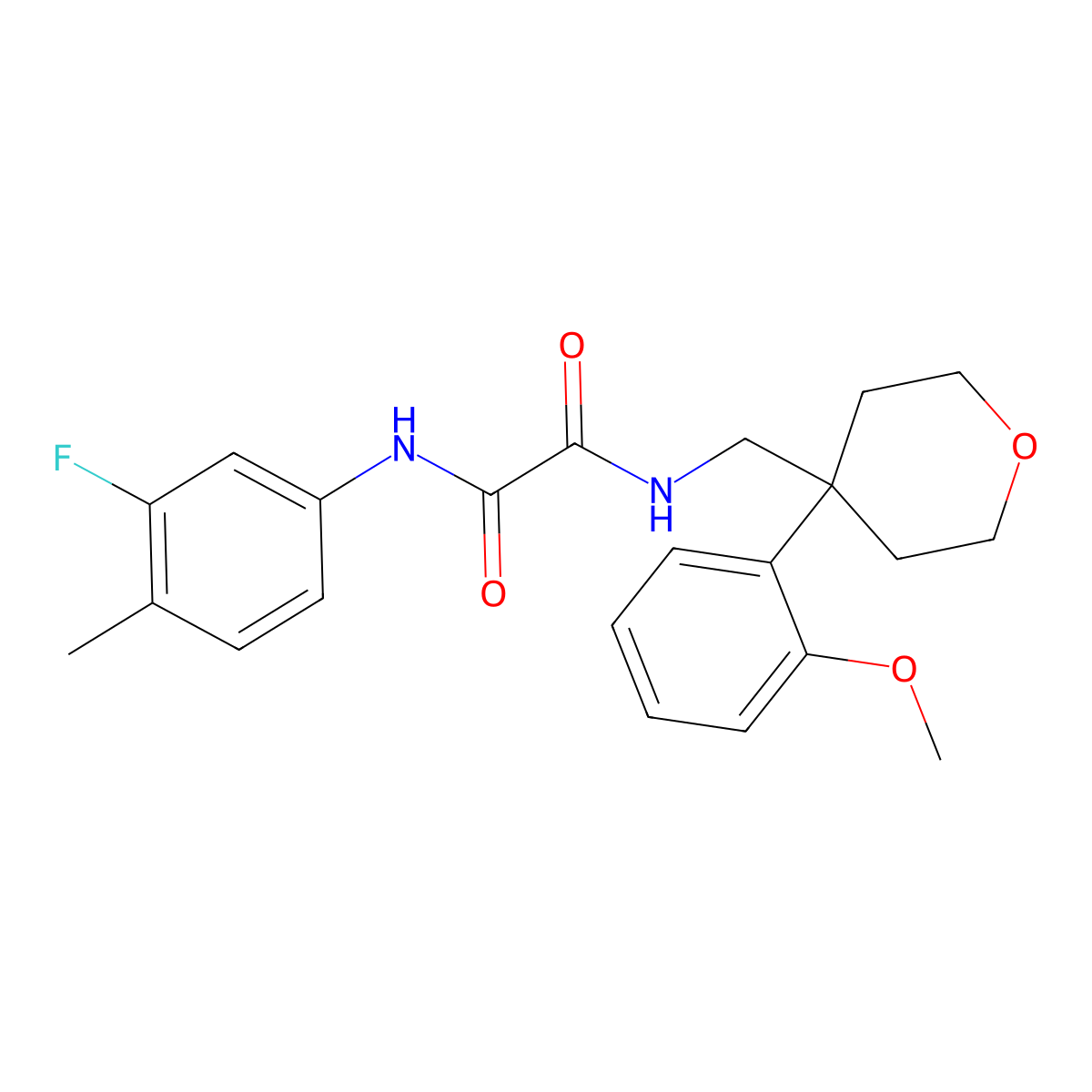 N'-(3-fluoro-4-methylphenyl)-N-{[4-(2-methoxyphenyl)oxan-4-yl]methyl}ethanediamide molecular structure, CAS 1091058-62-6