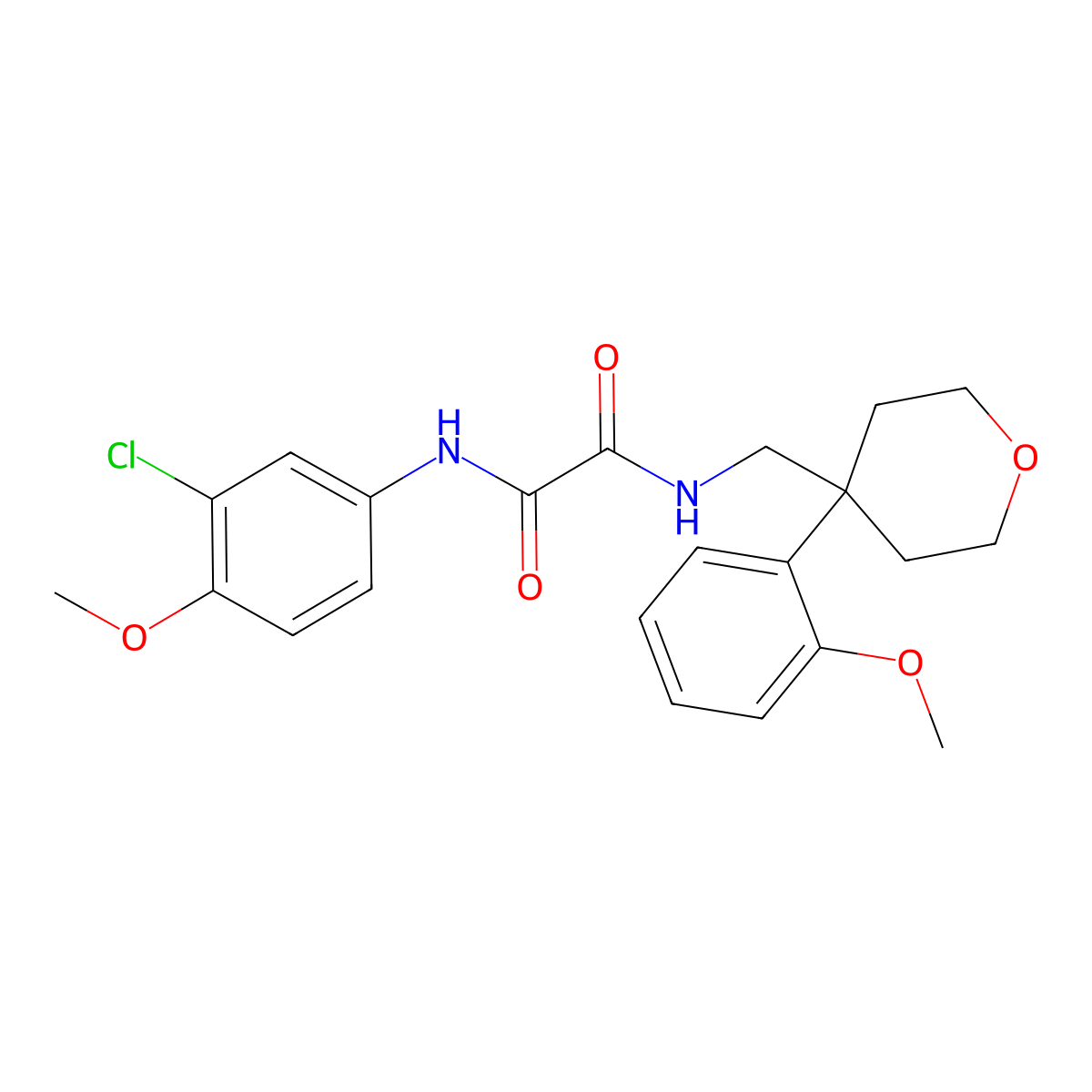 N'-(3-chloro-4-methoxyphenyl)-N-{[4-(2-methoxyphenyl)oxan-4-yl]methyl}ethanediamide molecular structure, CAS 1091058-70-6