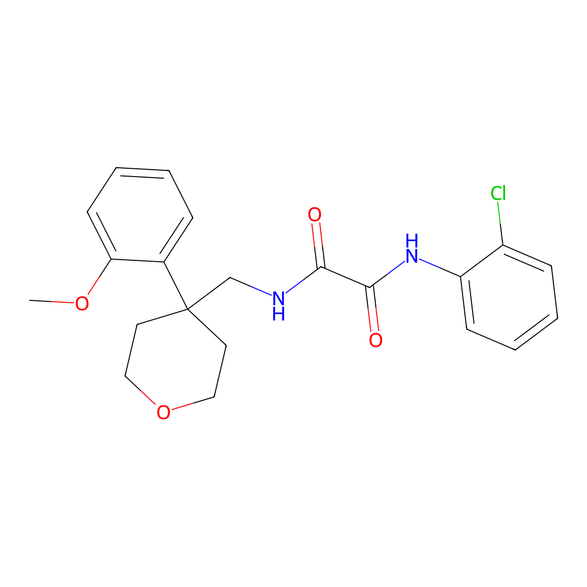 N'-(2-chlorophenyl)-N-{[4-(2-methoxyphenyl)oxan-4-yl]methyl}ethanediamide molecular structure, CAS 1091059-26-5