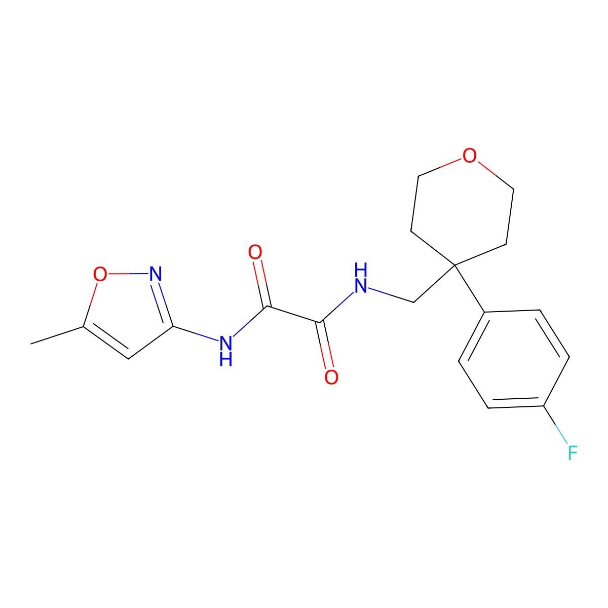 N'-{[4-(4-fluorophenyl)oxan-4-yl]methyl}-N-(5-methyl-1,2-oxazol-3-yl)ethanediamide molecular structure, CAS 1091061-42-5