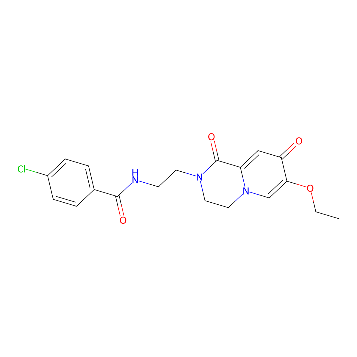 4-chloro-N-(2-{7-ethoxy-1,8-dioxo-1H,2H,3H,4H,8H-pyrido[1,2-a]pyrazin-2-yl}ethyl)benzamide molecular structure, CAS 1091066-39-5