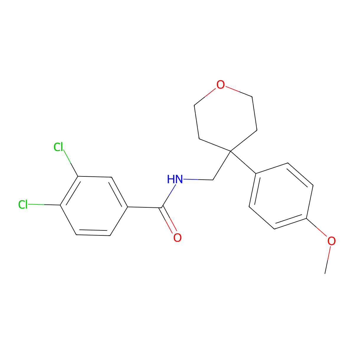 3,4-Dichloro-N-{[4-(4-methoxyphenyl)oxan-4-YL]methyl}benzamide molecular structure, CAS 1091074-40-6
