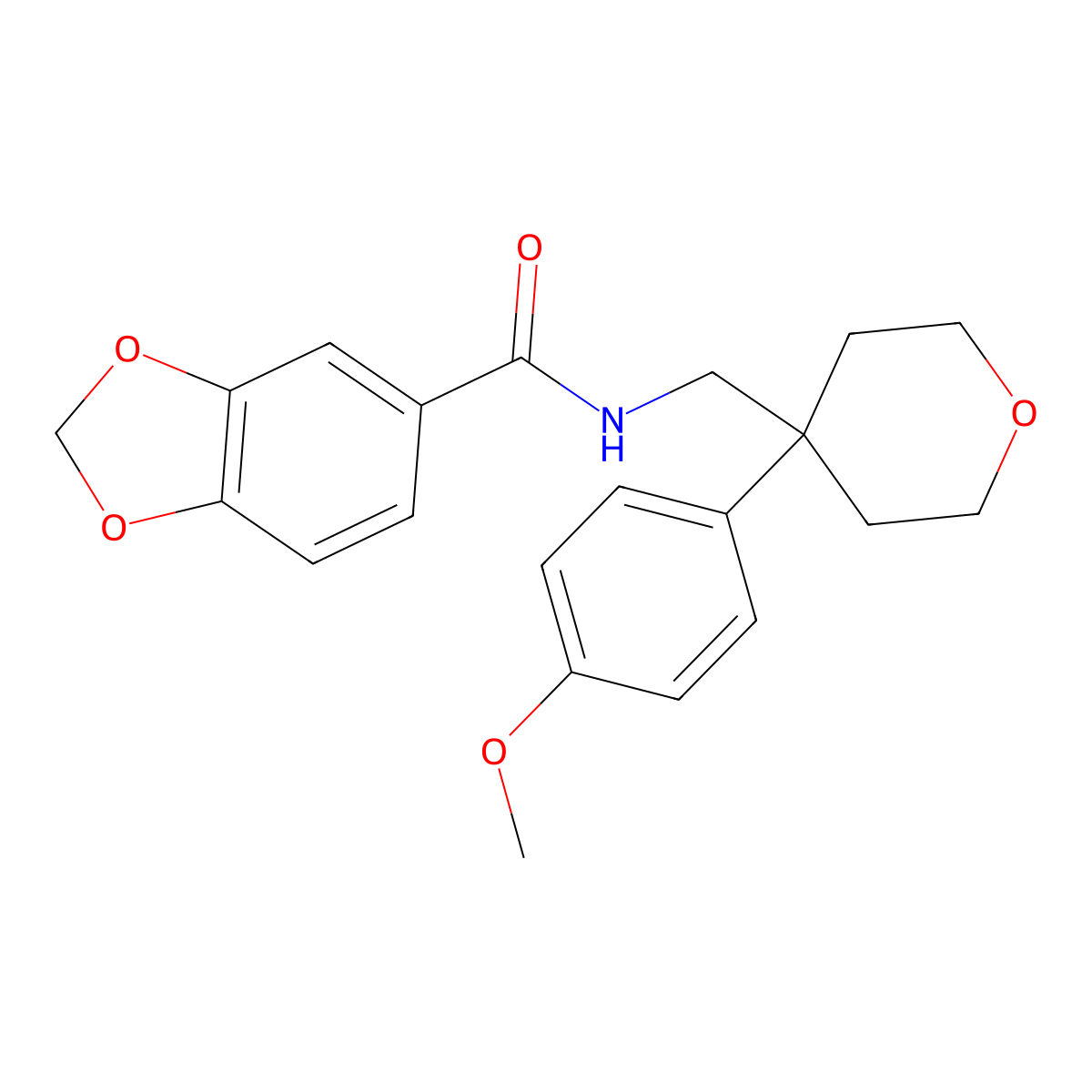 N-{[4-(4-methoxyphenyl)oxan-4-yl]methyl}-2H-1,3-benzodioxole-5-carboxamide molecular structure, CAS 1091074-54-2