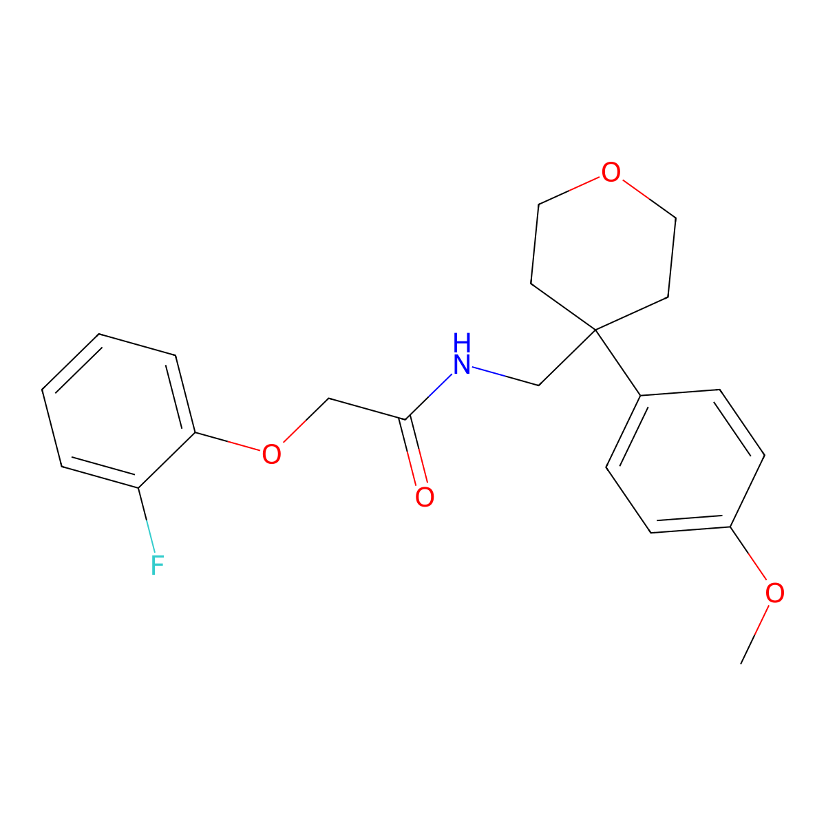 2-(2-fluorophenoxy)-N-{[4-(4-methoxyphenyl)oxan-4-yl]methyl}acetamide molecular structure, CAS 1091074-60-0