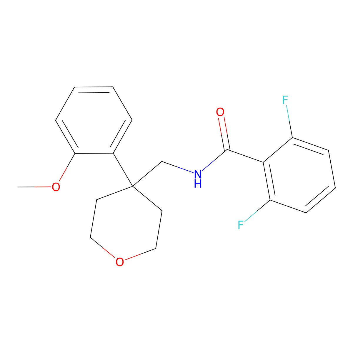 2,6-difluoro-N-{[4-(2-methoxyphenyl)oxan-4-yl]methyl}benzamide molecular structure, CAS 1091075-06-7
