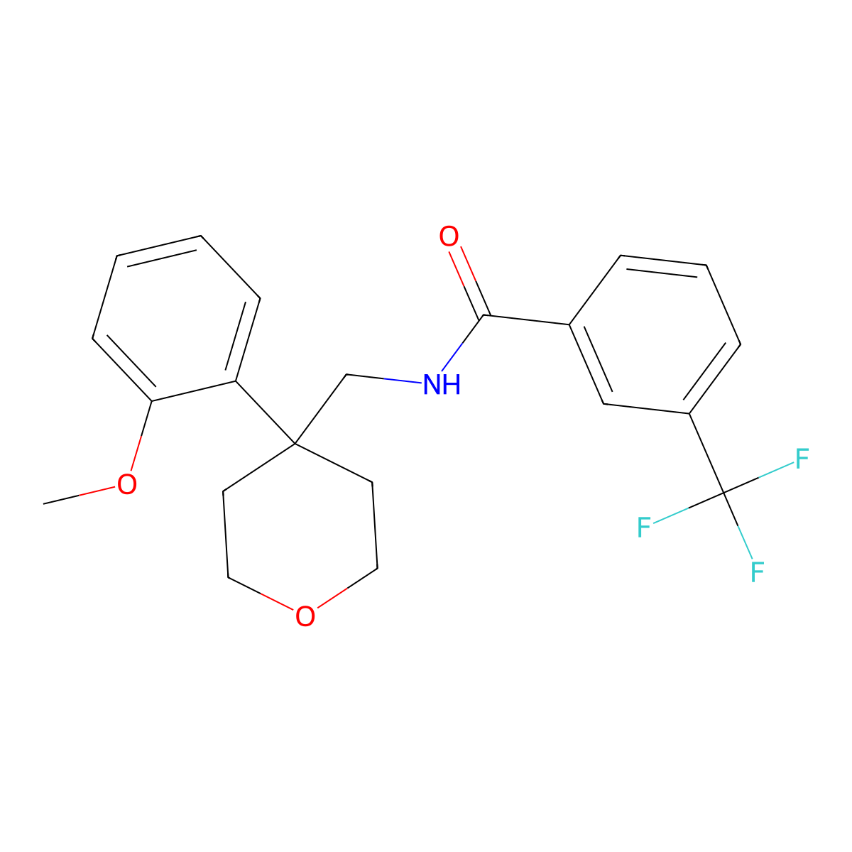 N-{[4-(2-methoxyphenyl)oxan-4-yl]methyl}-3-(trifluoromethyl)benzamide molecular structure, CAS 1091075-08-9