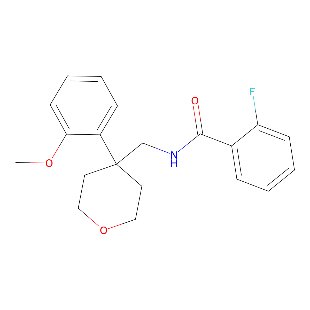 2-fluoro-N-{[4-(2-methoxyphenyl)oxan-4-yl]methyl}benzamide molecular structure, CAS 1091075-11-4
