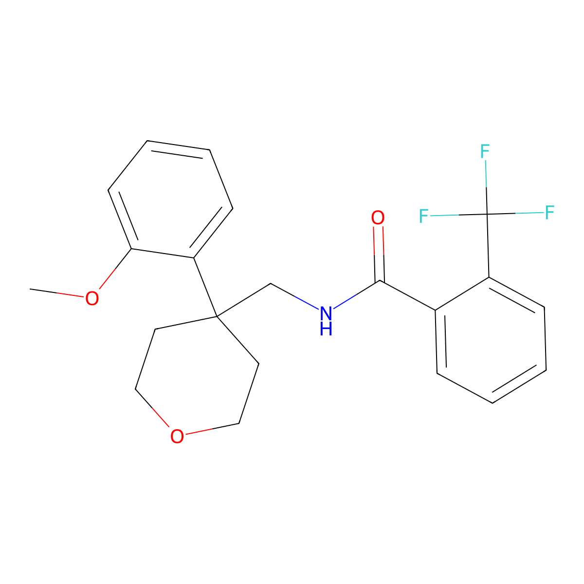 N-{[4-(2-methoxyphenyl)oxan-4-yl]methyl}-2-(trifluoromethyl)benzamide molecular structure, CAS 1091075-12-5