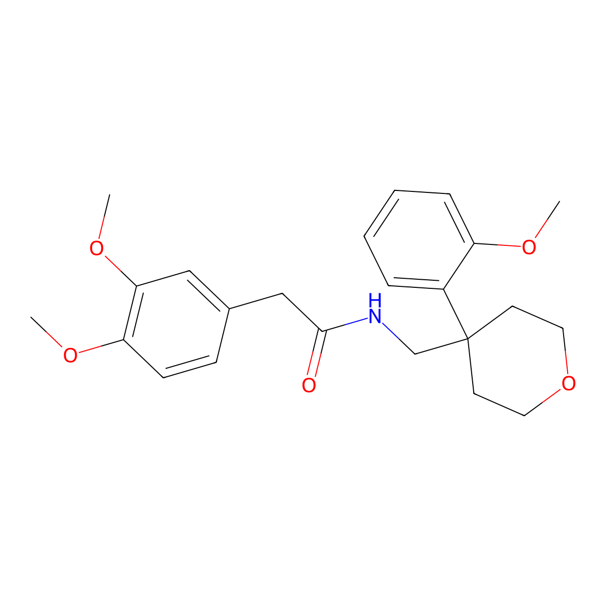 2-(3,4-dimethoxyphenyl)-N-{[4-(2-methoxyphenyl)oxan-4-yl]methyl}acetamide molecular structure, CAS 1091075-23-8